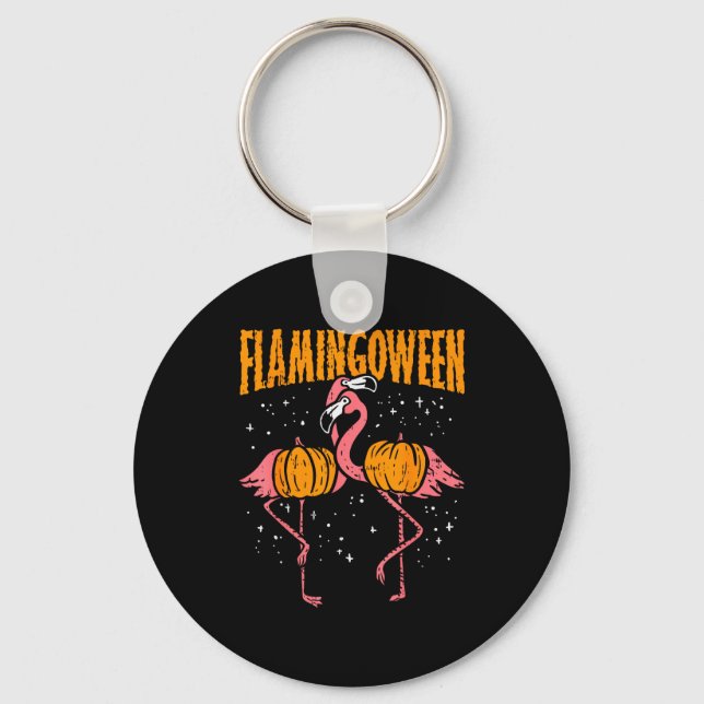 Llavero Flamingoween Pumpkin Flamingos Funny Bird Hallowee (Anverso)