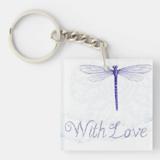 Llavero Flauta azul con amor Keychain acrílico