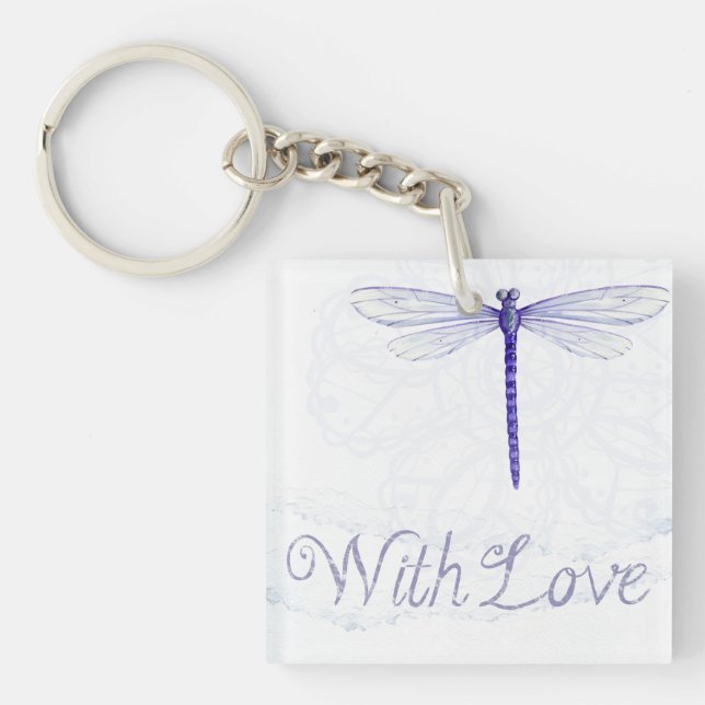 Llavero Flauta azul con amor Keychain acrílico (Frente)