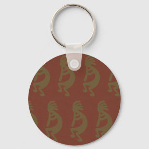 Llavero Flauta jugando a la figura de Kokopelli, verde sob