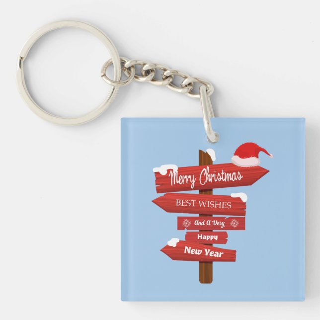 Llavero Flechas de madera de Feliz Navidad y Feliz Año Nue (Frente)