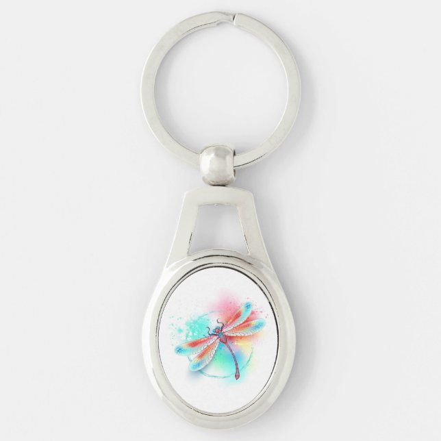 Llavero Fléon roja sobre fondo acuarela (Anverso)