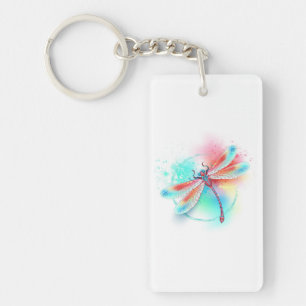 Llavero Fléon roja sobre fondo acuarela