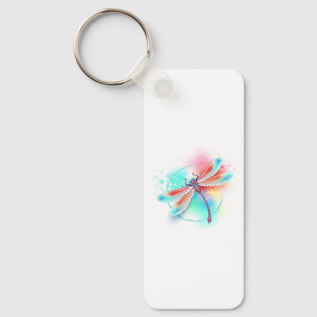 Llavero Fléon roja sobre fondo acuarela (Anverso)