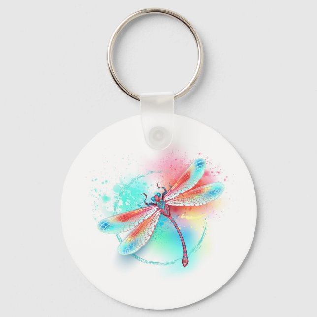 Llavero Fléon roja sobre fondo acuarela (Anverso)