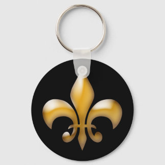 Llavero Fleur de Lis Black and Golden Yellow