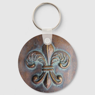 Llavero Fleur De Lis, Con Aspecto De Cobre Antiguo Impreso