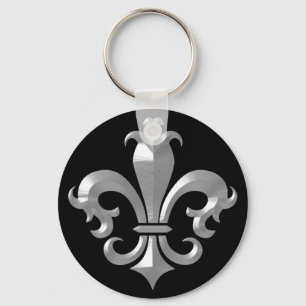 Llavero Fleur De LI's Fancy Silver Bevel Saints Classic