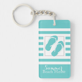 Llavero Flip Flops Aqua Stripe Beach House