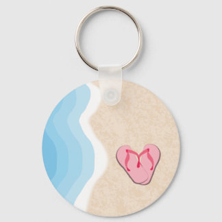 Llavero Flip-Flops rosa en la cadena Beach Keychain
