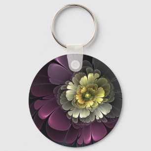 Llavero Flor abstracta moderna purpura gris khaki