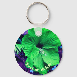 Llavero Flor abstracta verde hibiscus personalizada