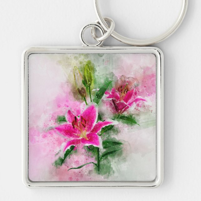 Llavero Flor acuarela de Stargazer Lily - wb 02 (Frente)