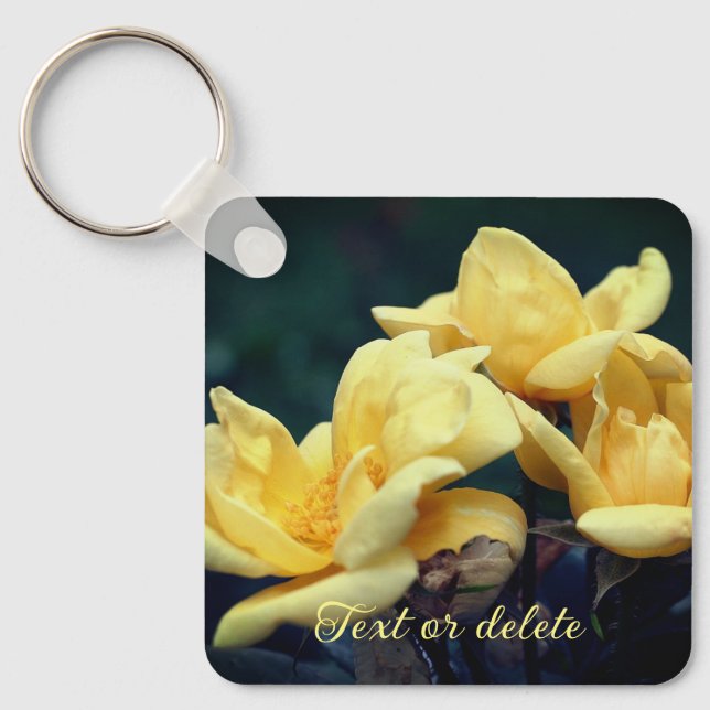 Llavero Flor amarillo rosebud personalizada (Anverso)