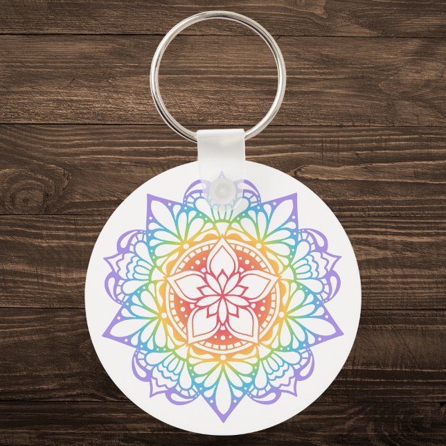 Llavero Flor arco iris Mandala (Subido por el creador)