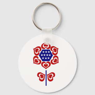 Llavero Flor azul blanca roja