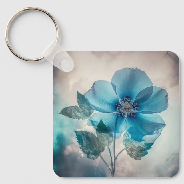 Llavero Flor azul etéreo (Anverso)