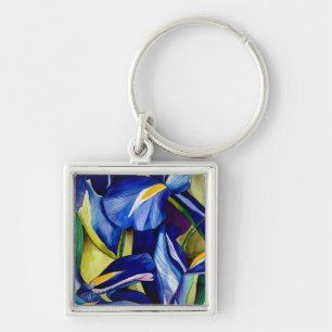 Llavero Flor azul Iris pintura acuarela original