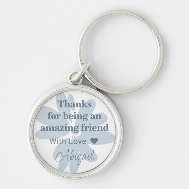 Llavero Flor azul moderna Gracias a la cadena de regalos (Frente)