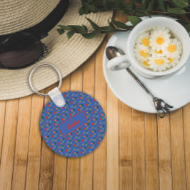 Llavero Flor azul patrón azul flores silvestres nombre Key