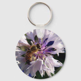 Llavero Flor azul y abeja