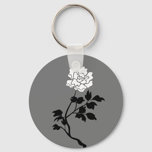 Llavero Flor blanca y negra (Anverso)