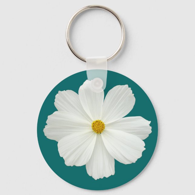 Llavero Flor Cosmos Blanco (Anverso)