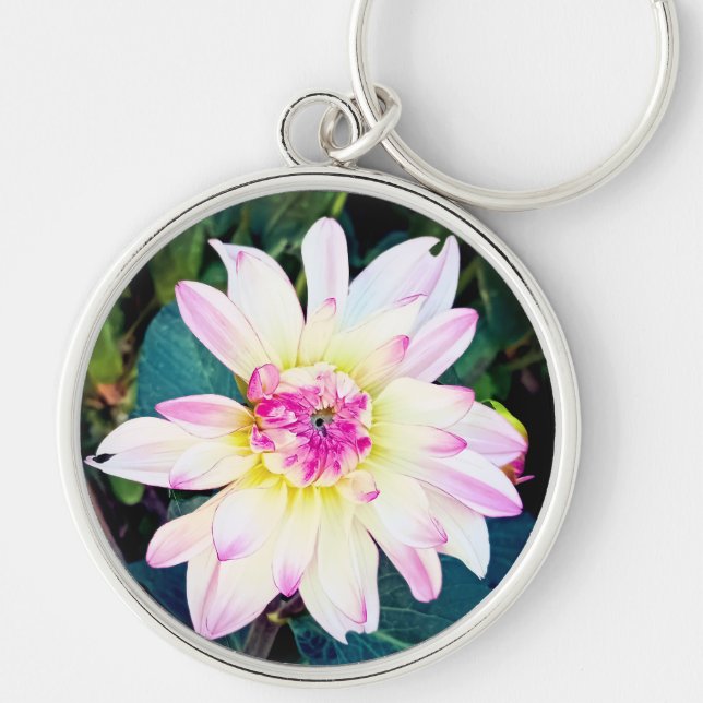 Llavero Flor crema y rosa (Frente)