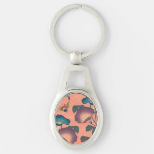 Llavero Flor de abeja rosa Arte Clásico Hokusai
