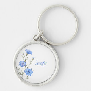 Llavero Flor de Achicoria Silvestre Nombre Personalizado B