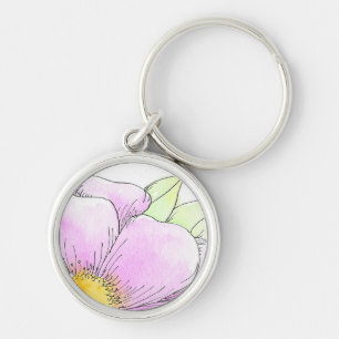 Llavero Flor de Acuarela Rosa Caprichosa