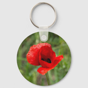 Llavero Flor de amapola roja salvaje