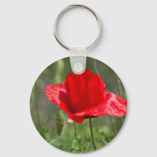 Llavero Flor de amapola roja salvaje