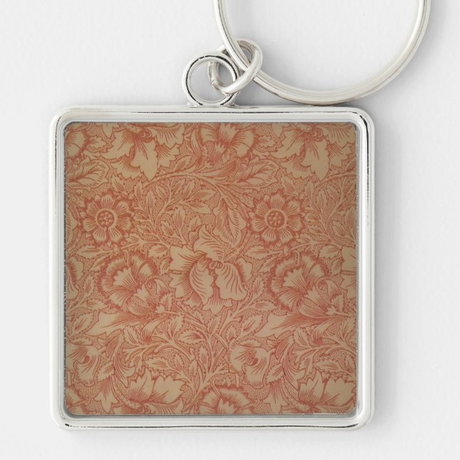 Llavero Flor de amapola rosa William Morris (Frente)