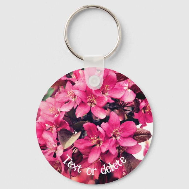 Llavero Flor de arce rosa bonito con flores personalizadas (Anverso)