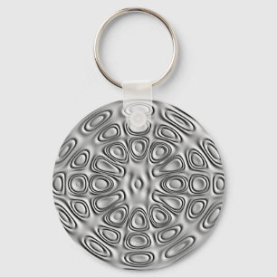 Llavero Flor de arena Metalizado gris y Grabado en relieve