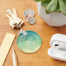 Llavero Flor de armonía de inspiración de Mandala amarillo