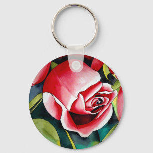 Llavero Flor de arte de la pintura acuarela rosa de Rosebu