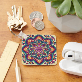 Llavero Flor de Arte Folclórico Boho