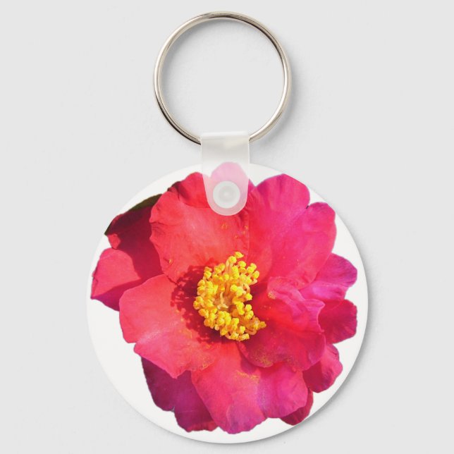 Llavero flor de camellia rosa (Anverso)