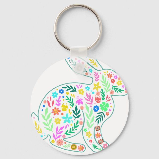 Llavero flor de conejo, retro, vintage (Anverso)