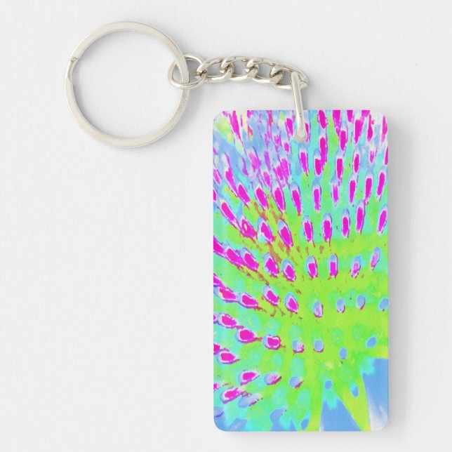 Llavero Flor de cono lima verde y púrpura (Frente)