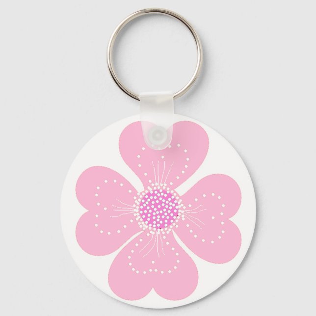 Llavero Flor de Corazón Rosa (Anverso)