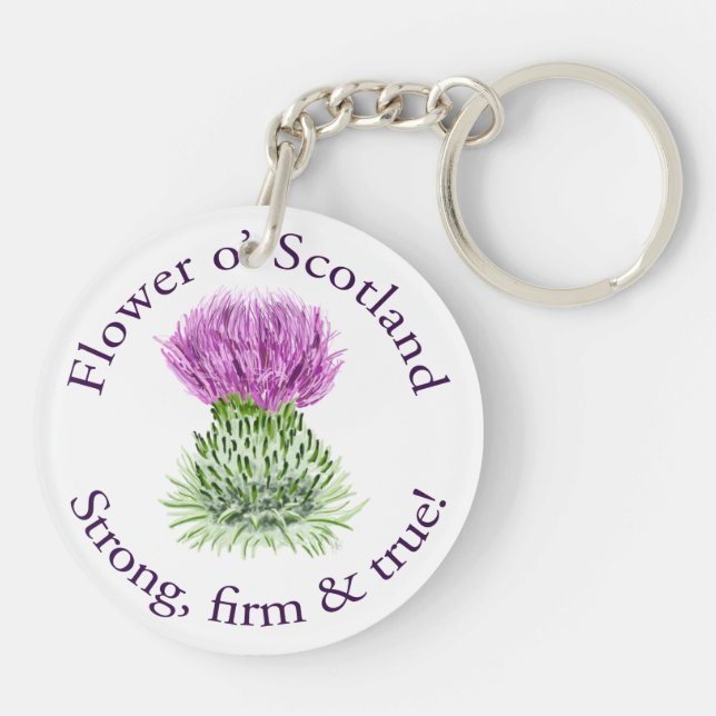 Llavero Flor de Escocia. ¡Fuerte, firme y verdad! (Atrás)