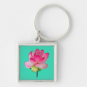 Llavero Flor de flores de color de agua rosa