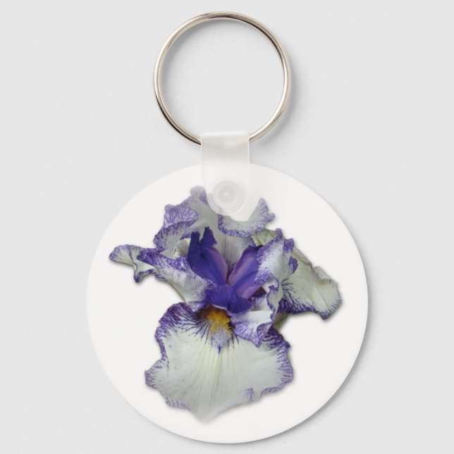 Llavero Flor de iris con barba azul y blanca (Anverso)