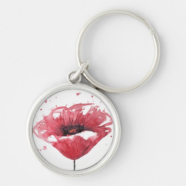 Llavero Flor de la amapola, acuarela (Frente)