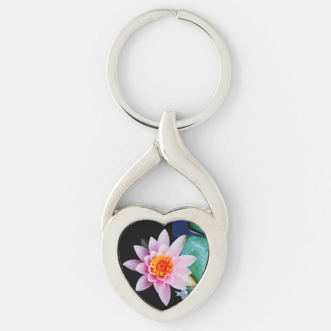 Llavero Flor de lirio de agua rosada y naranja caliente (Anverso)