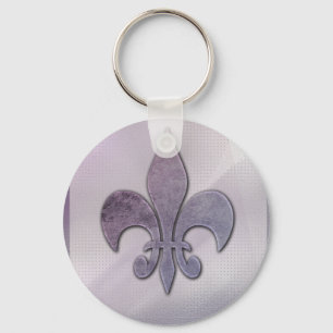 Llavero Flor de lis púrpura y gris
