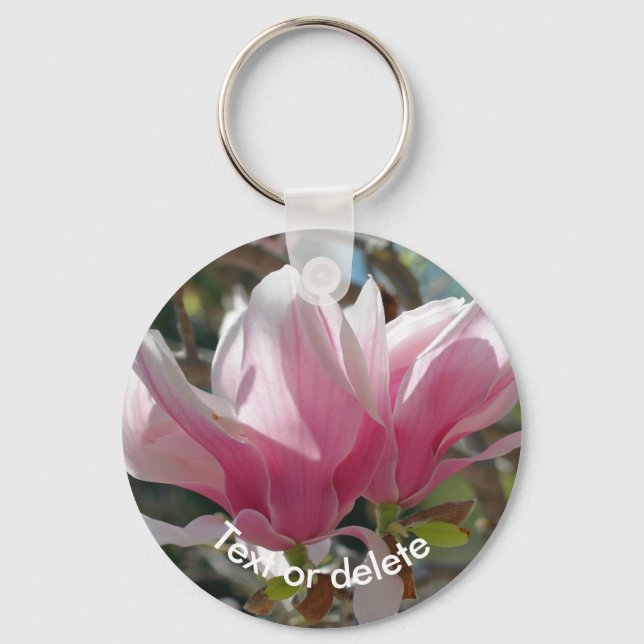 Llavero Flor de magnolia rosa personalizada (Anverso)
